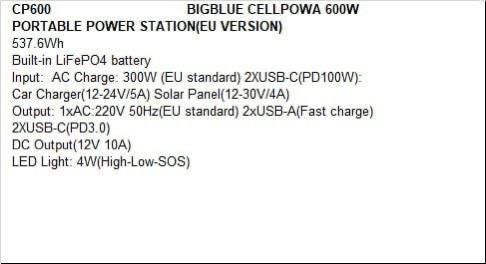 Зарядна станція BIGBLUE CELLPOWA 600W PORTABLE POWER STATION(EU VERSION). Аналог EcoFlow! 1 фото